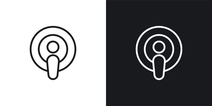 Podcast icons set in black and white stroke lines