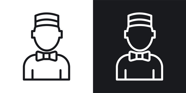 Porter icons set in black and white stroke lines