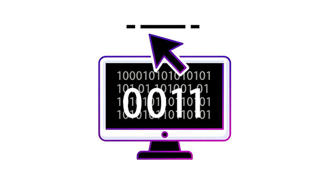 Black stylized usb flash drive with glowing binary code on screen