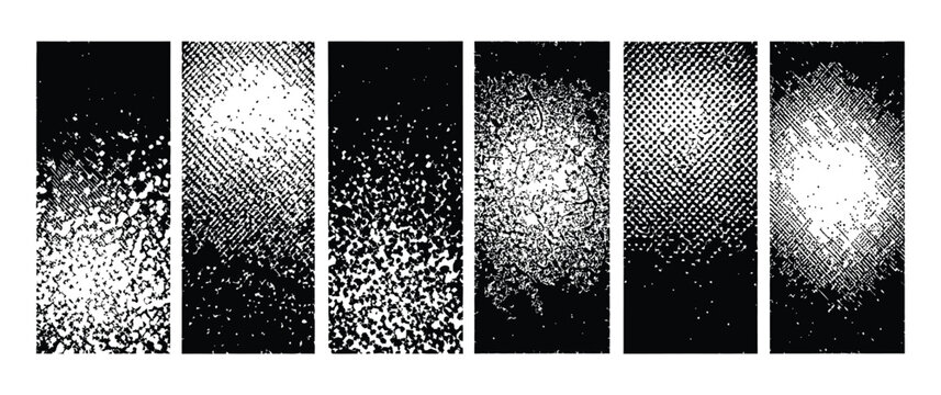 Halftone dot texture gradient set for vintage comic and retro graphic design elements