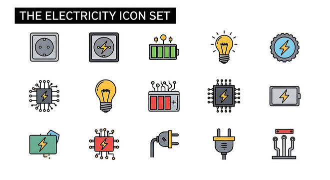 Isometric representing electricity, power, and energy concepts in flat style battery lightning