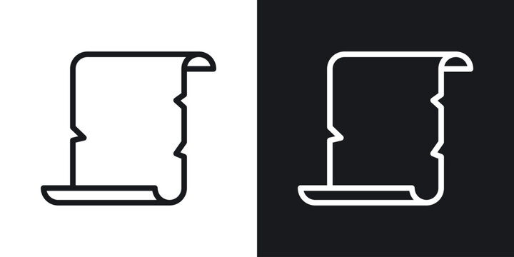Scroll papyrus paper icons set in black and white stroke lines