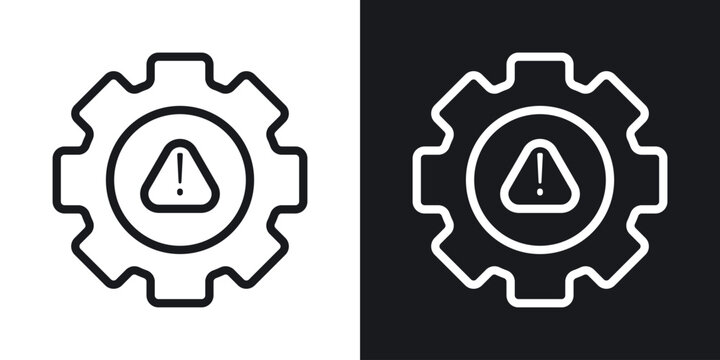 System error icons set in black and white stroke lines