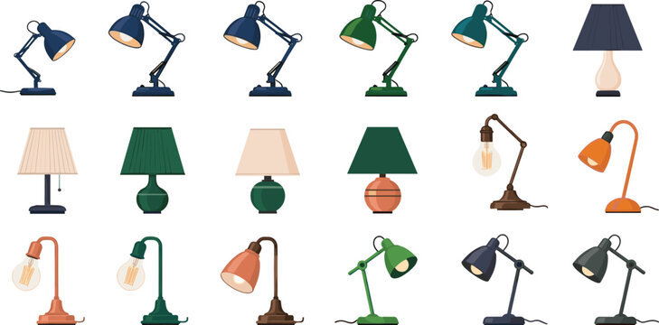 Selection of Modern Table Lamps and Desk Lights Featuring Adjustable Swing Arms Classic Shade Designs and Decorative Edison Bulb Styles for Home Office Lighting
