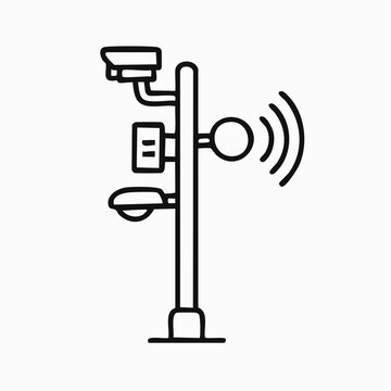 Smart street pole with surveillance camera and sensor nodes