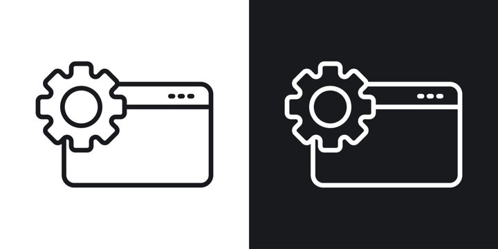 Technical icons set in black and white stroke lines