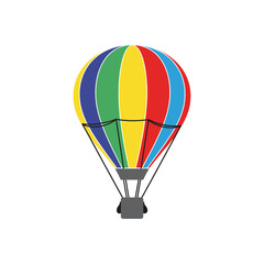 Fototapeta premium Colorful hot air balloon floating against a white background, travel and adventure concept