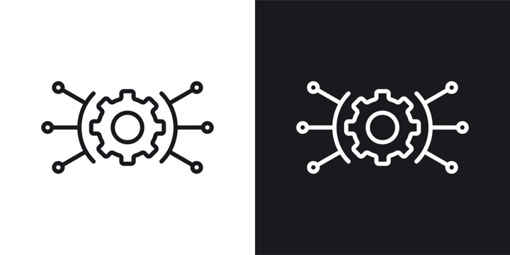Useful functions icons set in black and white stroke lines