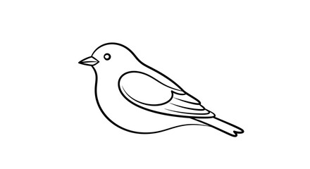 Simple Line Art of a Small Bird on White Background © rafa