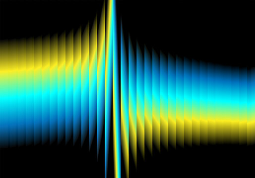 Abstract futuristic background with bright blue and yellow gradient lines on black background in modern style. Eps 10
