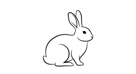 Obraz premium Simple outline drawing of a rabbit sitting on a white background