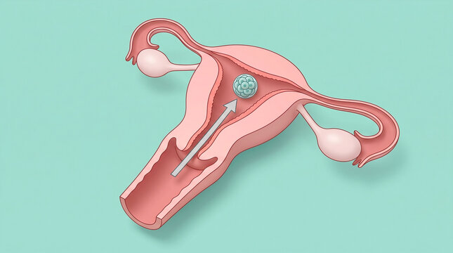 In Vitro Fertilization IVF Embryo Transfer Process Illustration into Uterus