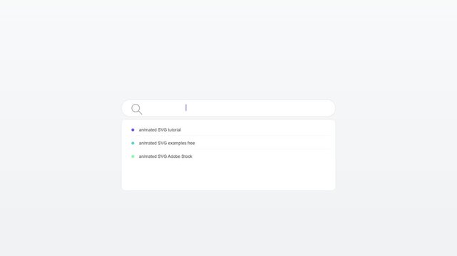 Search bar typing animation with cursor modern web interface input field