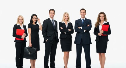 Obraz premium Professional business team stands together against a white background.