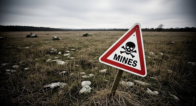 Empty land with danger message