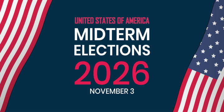 United States Midterm Elections 2026 November 3 Patriotic Voting Banner with American Flag