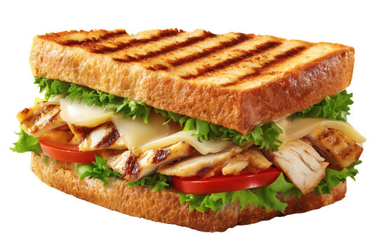 Grilled cheese sandwich isolated on transparent or white background, PNG