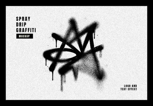 Spray Drip Graffiti Logo And Text Effect Mockup