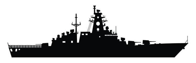 Fototapeta premium Warship silhouette isolated on white background