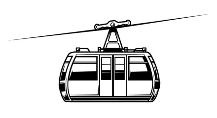 Black and white cable car illustration for transportation and travel themes © irul