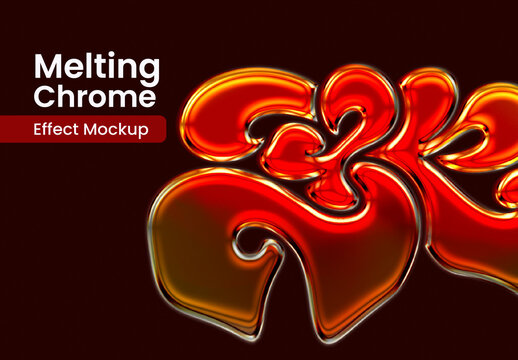 Melting Chrome Effect Mockup