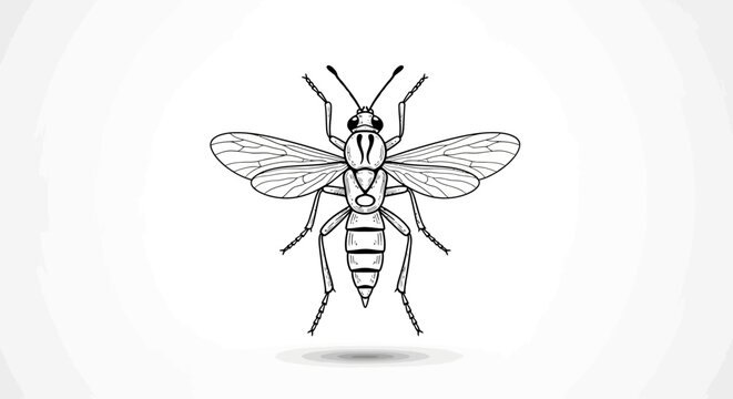 Wasp illustration, insect drawing, entomology, vintage style, white background