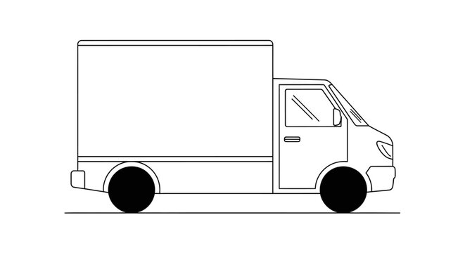 Delivery truck silhouette on white background for transportation concepts