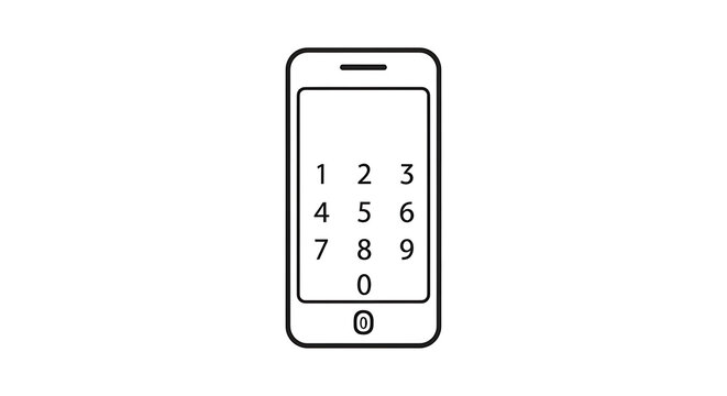 Minimalist smartphone keypad with numeric buttons in grayscale numbers zero