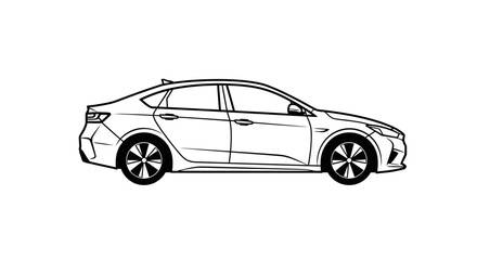 Fototapeta premium Modern sedan car illustration side view minimalist design isolated