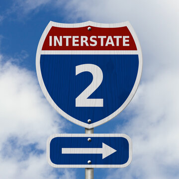 USA Interstate 2 highway sign