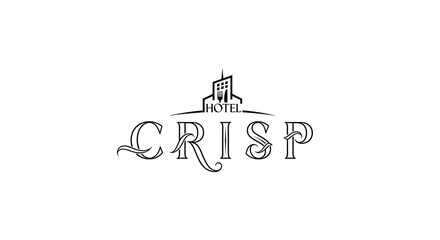 Fototapeta premium An ornate black and white hotel logo featuring a detailed building icon.