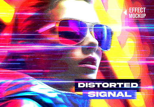 Distorted Signal Effect Mockup