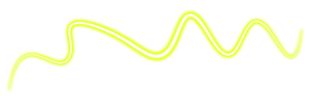 Yellow Wavy Neon Line Glowing Light Effect Isolated on Transparent Background