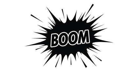 Comic book explosion graphic with bold text a striking silhouette © Santa