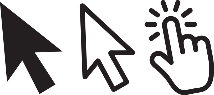 Mouse cursor and hand click icons user interface pointer vector illustration