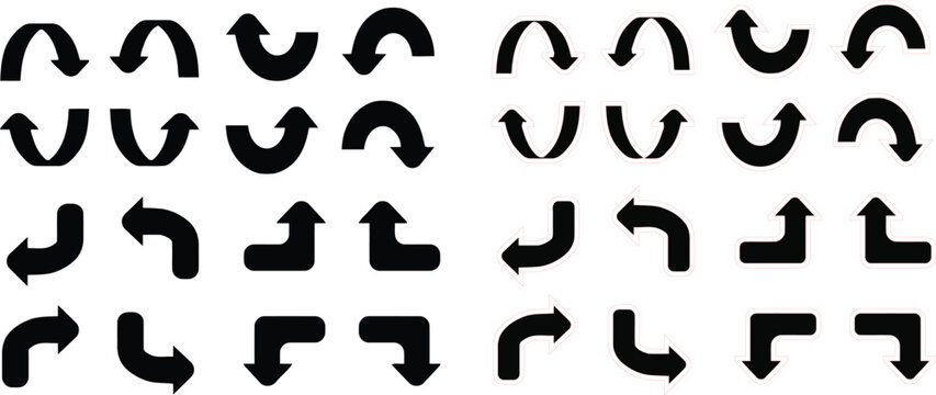 Arrow collection consisting of curved and angular shapes provides a versatile set of navigational indicators for professional user interface layouts.