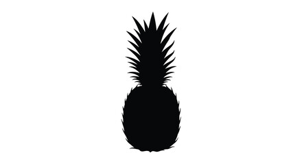 A striking black silhouette of a ripe pineapple against white background © Santa