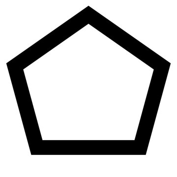 Minimalist black pentagon outline vector, geometric five-sided polygon shape, simple linear pentagonal icon for logo design and web UI