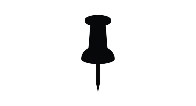 Simple black push pin illustration against a white background silhouette