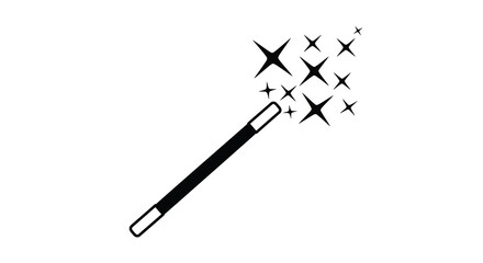 A black magic wand emits sparkling stars a striking silhouette © Santa