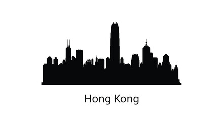Fototapeta premium Hong kong skyline presented as a dramatic black silhouette