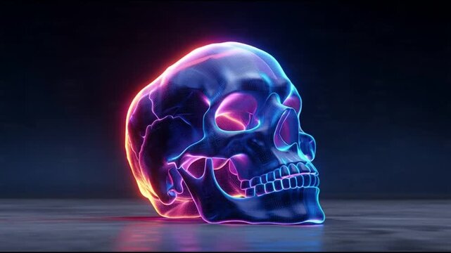 A scary white human skull with visible teeth and jaw bone isolated on a black background for medical anatomy or spooky Halloween horror