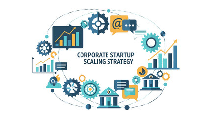 Naklejka premium Corporate Startup Scaling Strategy Concept Illustration