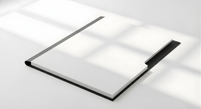 Blank paper stack with clean edges casting sharp window shadow, document template, empty sheet, professional stationery mockup