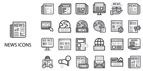 Fototapeta premium News simple concept 24 Grew color icons set .Vector illustration.