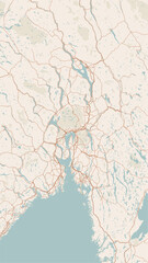 Fototapeta premium Modern minimalist vector map of Oslo, Norway. High-quality SVG illustration of Oslo city grid, Oslofjord coastline, and urban layout for posters, travel design, and web projects.