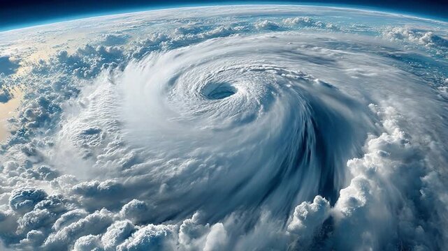 The Eye of the Storm: A breathtaking aerial perspective of a swirling hurricane, showcasing the immense power and intricate beauty of nature's most formidable forces.