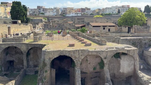 Panoramic View of the Ancient City Ruins of Herculaneum