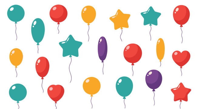 Assorted Balloons and Stars Vector Illustration with Copy Space