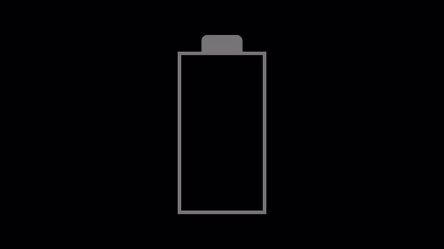 Looping Battery Status Indicator Animation Featuring Charging Cycle and Low Power Warning Alert Icon